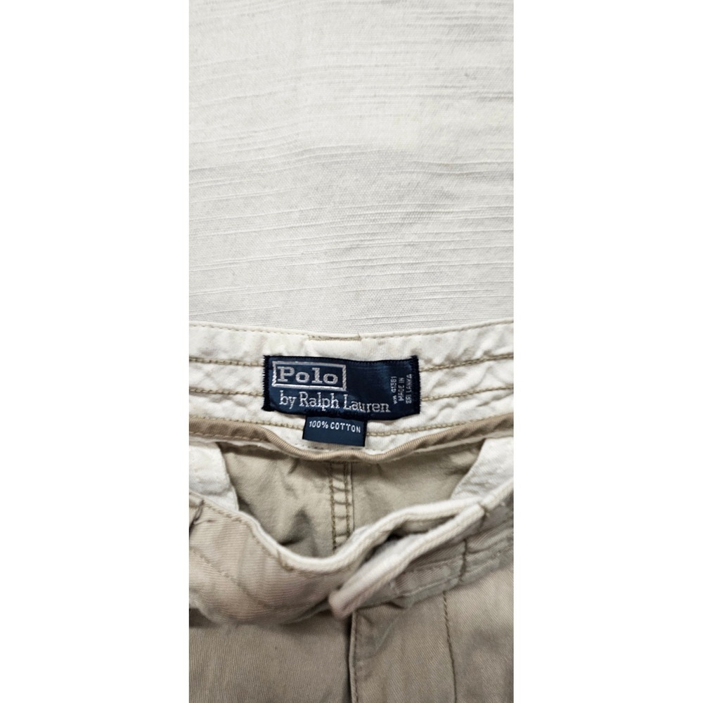 Polo Ralph Lauren Mens Tan Khaki Cargo Shorts 100% Cotton Chino Size 35 Utility - Picture 2 of 7